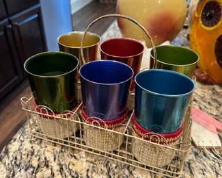 Vintage Aluminum Cup in Holder