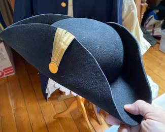 Tri corner hat and Revolutionary War ceremonial uniform
