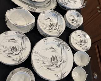 Now this set…. Wow, so nice! 1950 post occupied Japan. Hand painted. Pattern is Platinum Bamboo. 