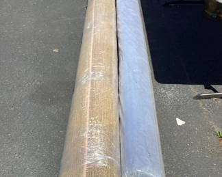 BIGA731 XLarge Area Rug With Floor Liner This is a custom carpet piece made from regular flooring carpet. It was cut with edging added to make an area rug. It measures 12ft long. We thing it's 12 x 12 or 12 x 14. Looks to be clean and well maintained.