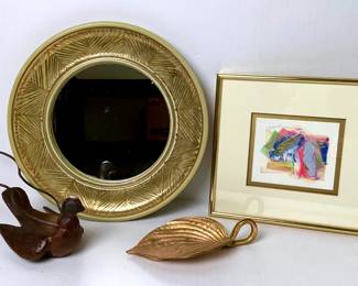 DILA208 Signed Art Decor Collection Signed Mar Hudson, studio pottery mirror. Abstract piece from Gallery Mack, downtown Seattle gallery, artist unknown.