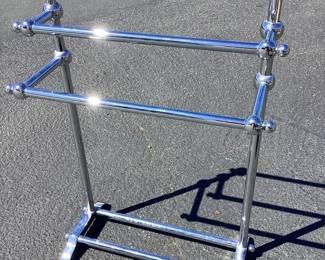 BIGA730 Heavy Stainless 3 Tier Stand Nice, sturdy, solid elegant 3 bard stand. For clothes, towels or blankets. Luxury piece. Stands approximately 35 inches tall and 23.5 inches wide.