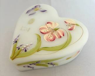 Fenton 100th Anniversary Collection HandPainted Floral Trinket Box