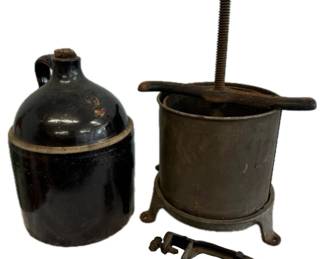 Antique JuicyFruit Press  2 Gallon Stoneware Pottery Jug