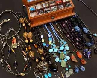 Colorful Gemstone Necklaces and Earrings 