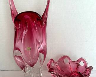 Bohemia Pink Crystal Art Vase Bowl