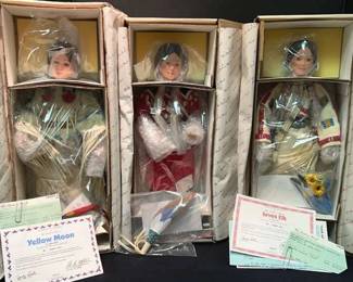 3 Native American Brides Porcelain Dolls By Judy Belle Danbury Mint