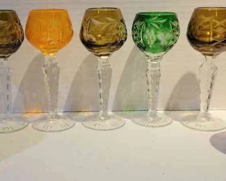 Bohemian Cut To Clear Crystal Cordial Glasses And More