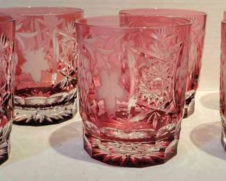 Bohemian Cut To Clear Crystal Low Ball Glasses