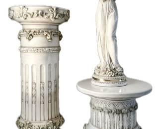 1955 Universal Statuary Greek Goddess Statue With 2 Column Pedastals