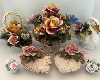 Capodimonte Porcelain Floral Basket, Centerpiece, More Some Ardalt Porcelain