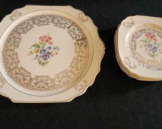 Harker Pottery 22ct Gold Plates 7pc