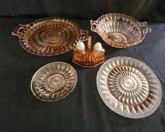 1930s Windsor Pink Depression Glass 5pc