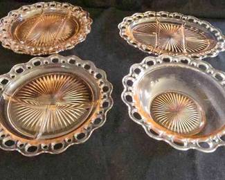 1930s Anchor Hocking Pink Colony Lace Lot 2 5pc