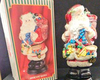 Hand Painted Glass Santa