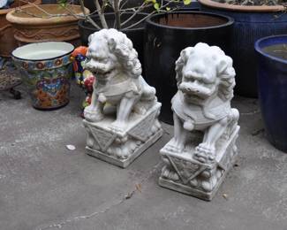 Vintage Chinese marble foo dogs.  85 lbs each.