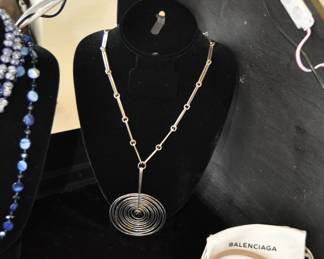 Georg Jensen Sterling silver Concentric circles necklace & pendant with amethyst