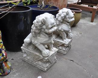 Vintage Chinese marble foo dogs.  85 lbs each.