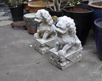 Vintage Chinese marble foo dogs.  85 lbs each.