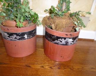 Antique Lacquer Hibachi Pots