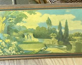 ANTIQUE PEACOCK GARDEN PRINT