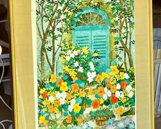 VINTAGE ART by LYDIA KEMENY  - "BLUE SHUTTERS"