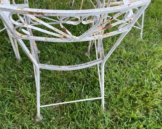 ANTIQUE WROUGHT IRON 7-PCS PATIO SET W/GLASS TOP (NO SEAT CUSHIONS)