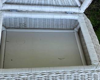 ANTIQUE WICKER STORAGE TABLE