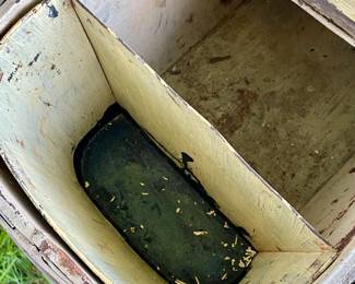 RARE ANTIQUE PICNIC BASKET WITH GALVANIZED METAL COOLER