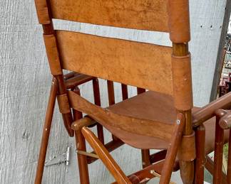VINTAGE/ANTIQUE FOLDING LEATHER ROCKER