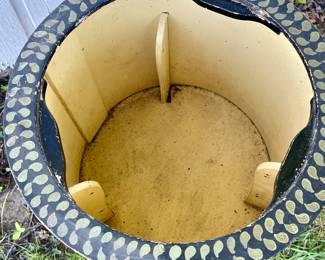 ANTIQUE TOLLE PAINTED "DRUM' STORAGE