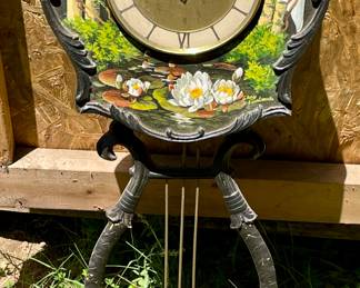 ANTIQUE "BANJO" CLOCK W/PLANTER BASE