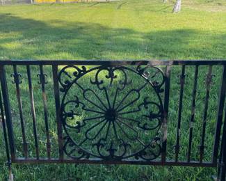 WROUGHT IRON ARCH WITH GATE and 2-FENCE PANELS