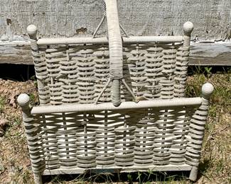 ANTIQUE WICKER MAGAZINE RACK