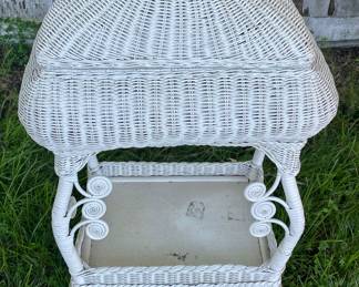 ANTIQUE WICKER STORAGE TABLE