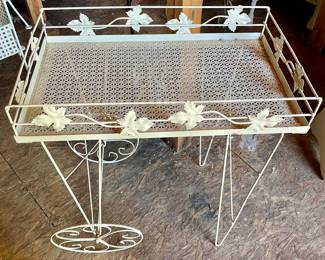 ANTIQUE WROUGHT IRON SERVING CART