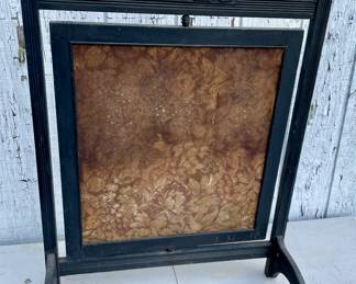 ANTIQUE FIREPLACE SCREEN with CROSS-STITCH PANEL