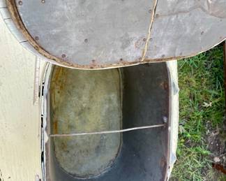 RARE ANTIQUE GALVANIZED METAL LINED PICNIC COOLER