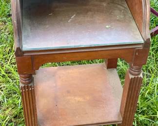 VINTAGE/ANTIQUE STEP-BACK TABLE W/GLASS