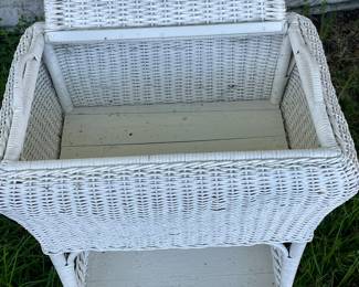 ANTIQUE WICKER STORAGE TABLE