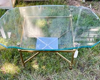 SOLID BRASS and GLASS COFFEE TABLE 
