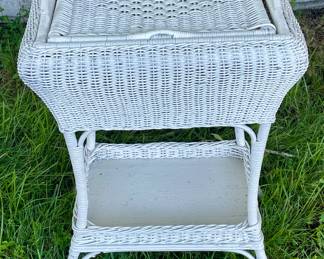 ANTIQUE WICKER STORAGE TABLE