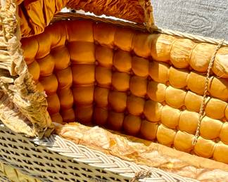 ANTIQUE SATIN TUFTED BASSINETT WITH HALF COVER