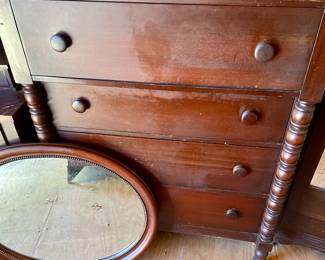 ANTIQUE CHEST, VANITY MIRROR