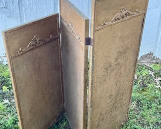 ANTIQUE 3-PANEL FIREPLACE SCREEN