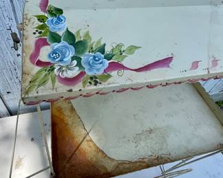 ANTIQUE PAINTED FLOWER CART DISPLAY w/LIGHT FIXTURE