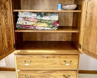 Upright chest of drawers/armoire with doors open