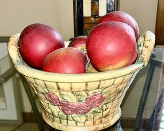 Weller Flemish Rose art pottery basket