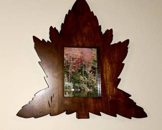 Wooden Maple leaf frame with Maple tree artwork