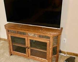 Smart TV, TV stand with tile inserts